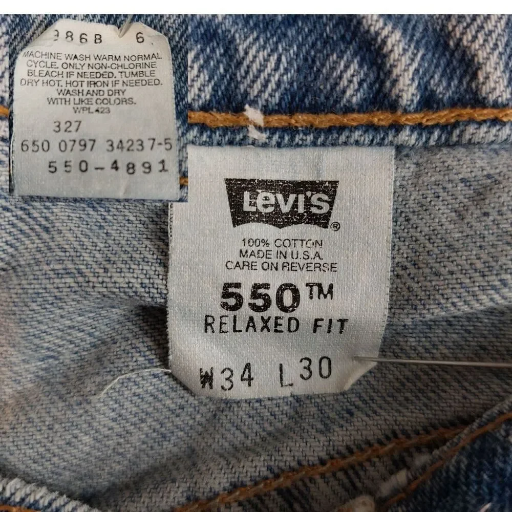 Vintage Levis 550 Relaxed Fit Jeans Men's 34x30 (33x29) Natural Fade 90's